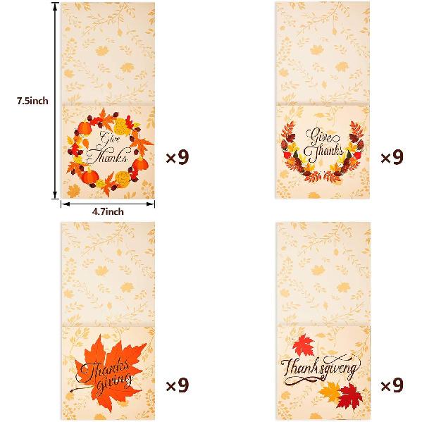 36 PCS Thanksgiving Silverware Cutlery Holders Thanksgiving Utensil Decor Fall Decor for Home Thanks Maple Leaf Silverware Paper Pouch Fall Harvest