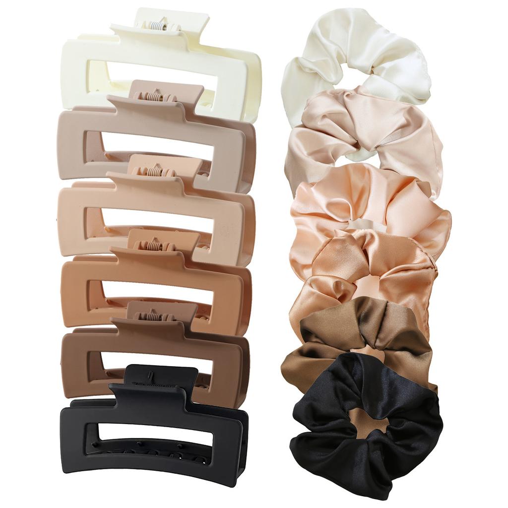Matte Hair Clips for Women and Girls - Rectangle and Double Row Small Claw Clips for Thin/Medium Fine Hair - Nonslip Jaw Clips