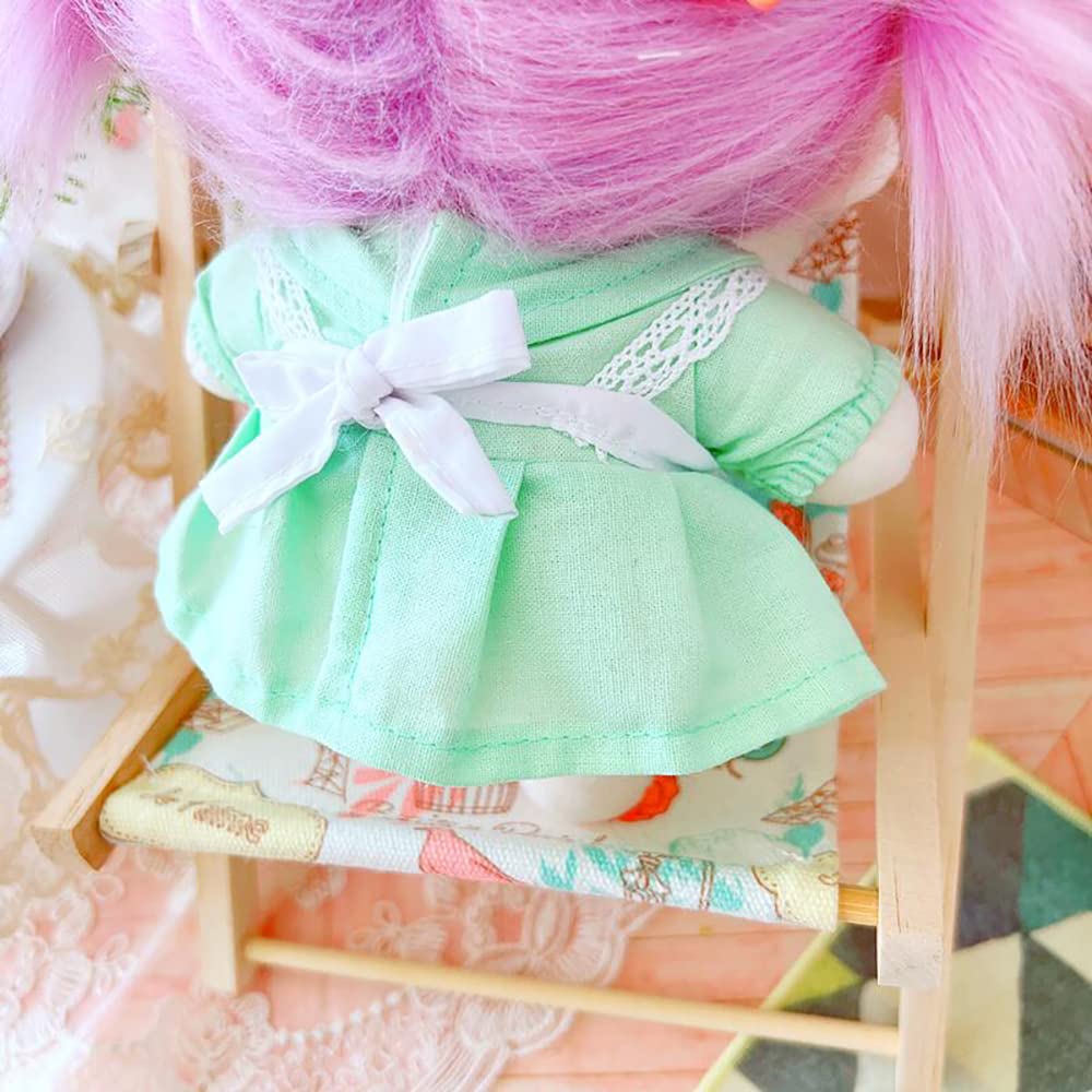 niannyyhouse 20cm Doll Clothes for Plush Toys Cat Ear Maid Suit Girls Dress Cotton Doll Clothes (Green)