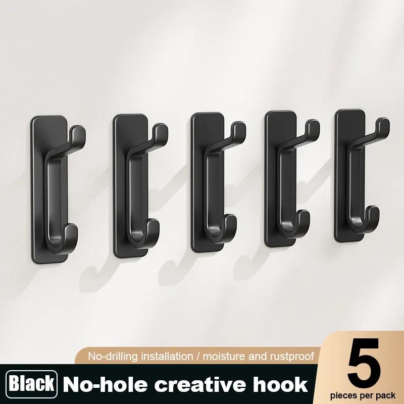 5PCS Heavy Duty Self-Adhesive Hooks, No Drilling Required-Strong Plastic Wall Hooks for Bathroom,Kitchen,Wardrobe & Door Storage