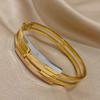 Stainless Steel Chunky Geometric Intersect Bracelets for Women Men Layered Gold Silver Color Rose Gold Hit Colors Bangles