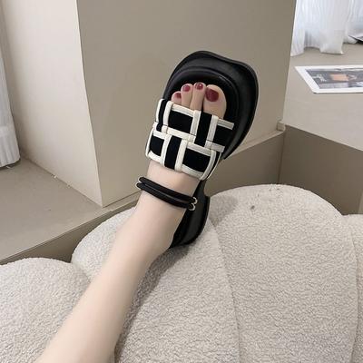 Shoes for Women 2024 Outside Sandals Black Platform Summer Height Woman Slippers Open Toe Slides Thick Vip Shoe F Normal Trend I