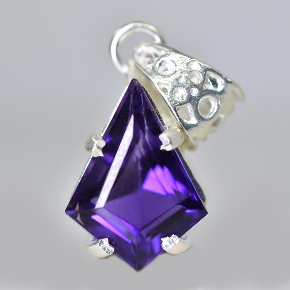 Natural Purple Sapphire 20.35 Ct 925 Sterling Silver CERTIFIED Fancy Pendant MY-PD-155-NS