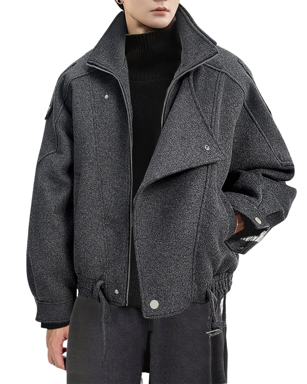 Wool Chesterfield Plus Sizes Loose Short Solid Oversized [foveitaa] Men s Coat, Coat, Winter/Autumn Jacket, Available, Fit, Length, Color, Warm, серый