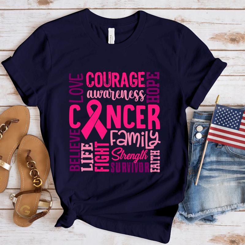 Hot Breast Cancer Awareness Cancer Letter Printed T Shirts Women Men Casual Short Sleeve Summer Tops