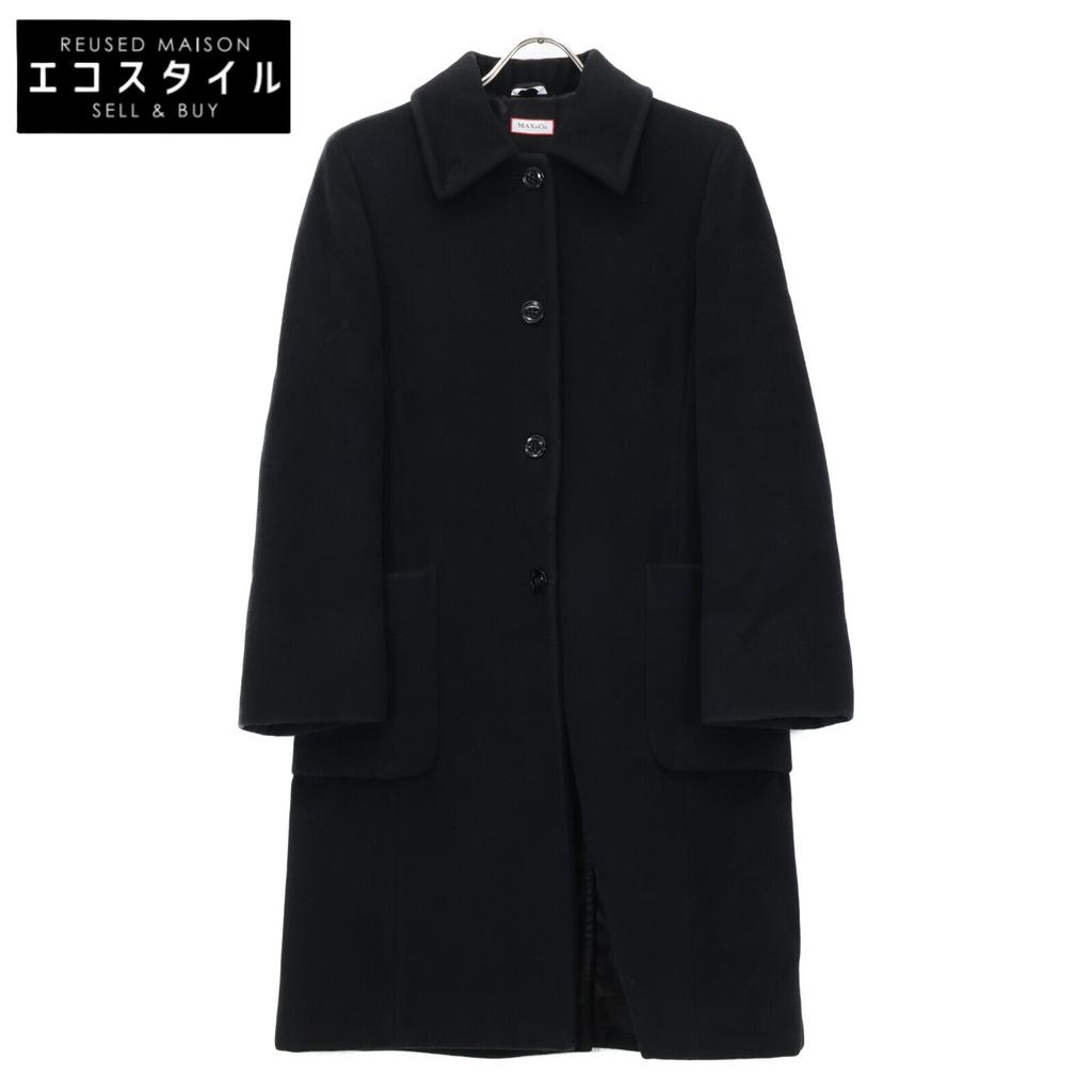 MAX&Co. Navy wool angora soutien collar coat coat 36 blackUsed