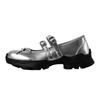 Silver single shoes women's 2025 new platform Mary Jane women's shoes with skirts, sweet and cool ballet style light mouth small leather shoes