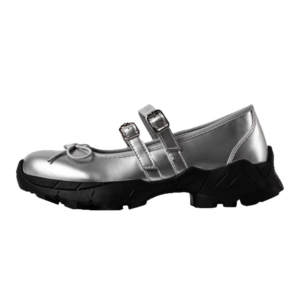 Silver single shoes women's 2025 new platform Mary Jane women's shoes with skirts, sweet and cool ballet style light mouth small leather shoes