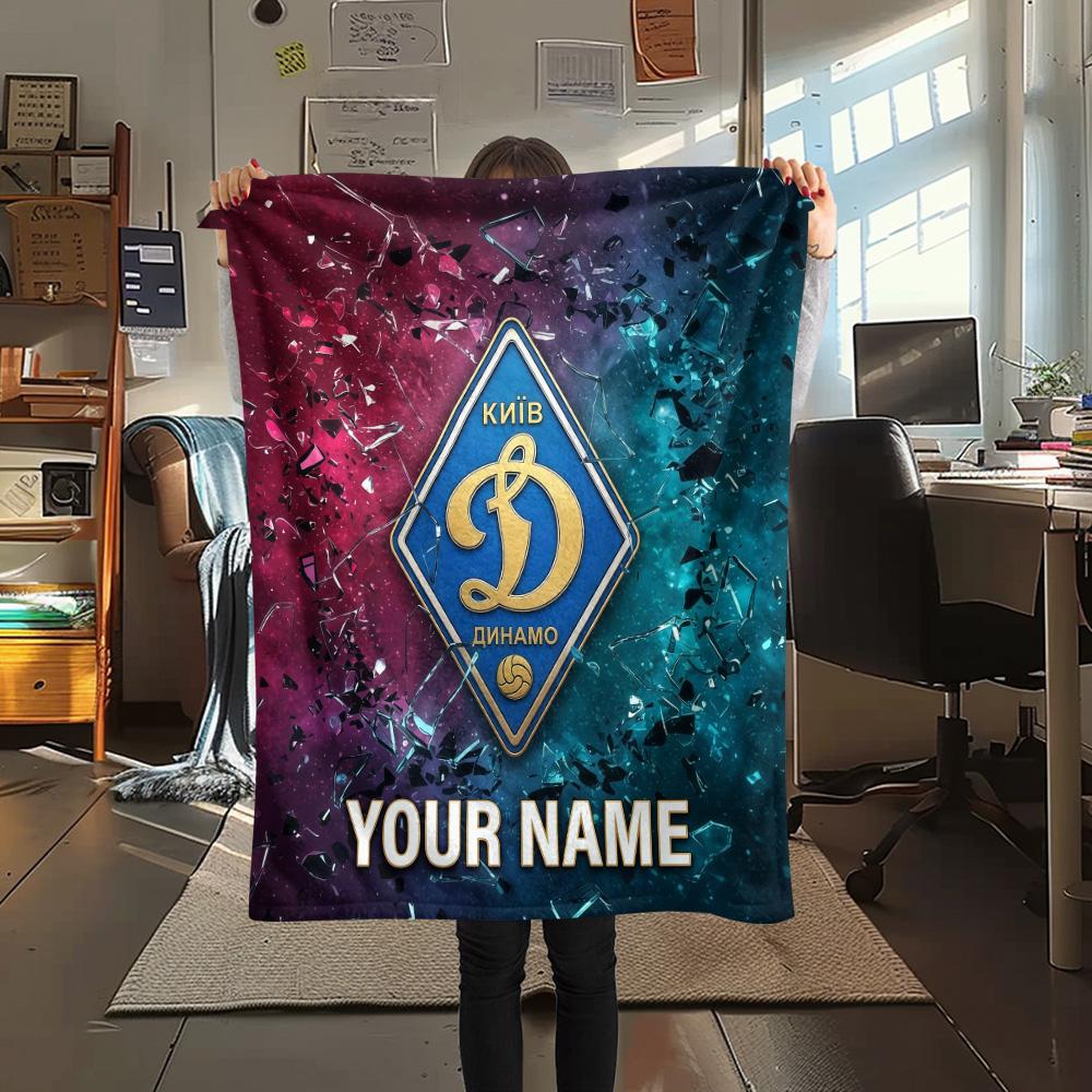 Custom Name Dynamo Kyiv Flannel Blanket, High Quality Comfortable for All Seasons, Home Decor, Warmth and Comfort