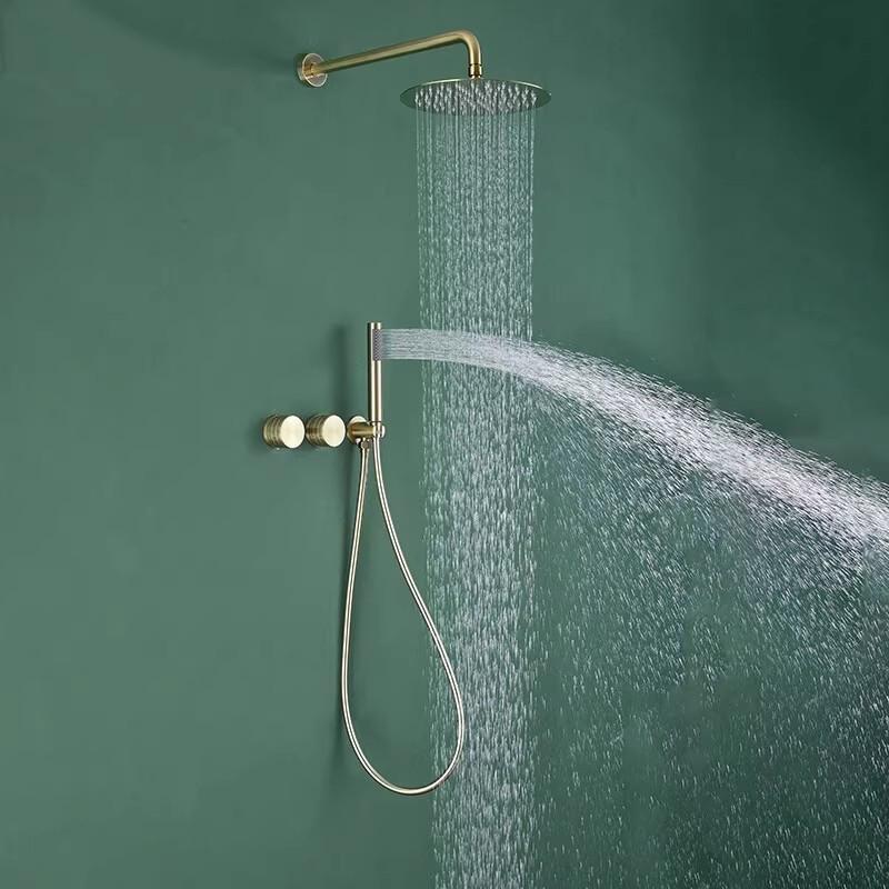 Tuqiu Gold Bathroom Shower Faucet Wall Mounted Bathroom Shower Mixer Tap Brass Brass Bath Shower Faucet Hand shower Head