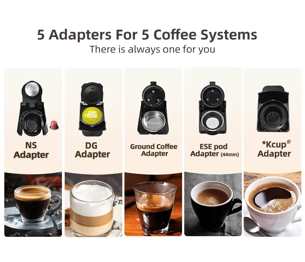 New HiBREW Multiple Capsule Coffee Machine, Hot/Cold Dolce Gusto Milk Nespresso Capsule ESE Pod Ground Coffee Cafeteria 20Bar 5 in 1