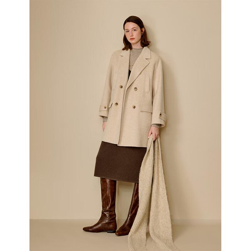 INMAN Women's Alpaca Silk Blend Double-Faced Wool Coat