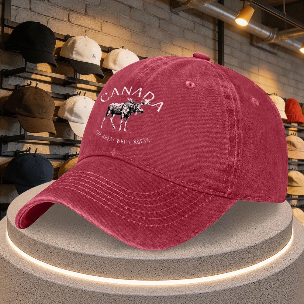Canadian Moose Pattern Baseball Cap Adjustable FlatBrim Casual Hat for Bachelorette Parties Outdoor Sports Everyday Wear