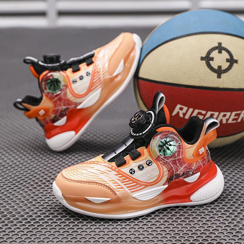 New Boys Waterproof 2025 Middle and Older Children's Shoes Basketball Shoes Children's Sports Shoes Leather Buttons Spring and Autumn