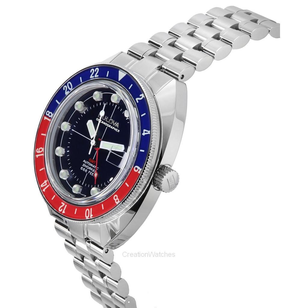 BULOVA Oceanographer GMT Stainless Steel Blue Dial Automatic Diver's 96B405 200M Men's Watch