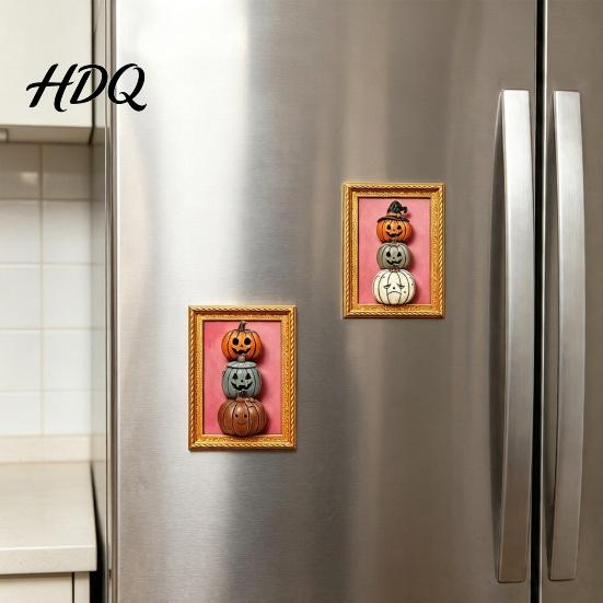 Durable Magnetic Decor Halloween Pumpkin Frame Refrigerator Magnet Vintage Ghost Fridge Decorations Whiteboard Decorative Magnet for Holiday