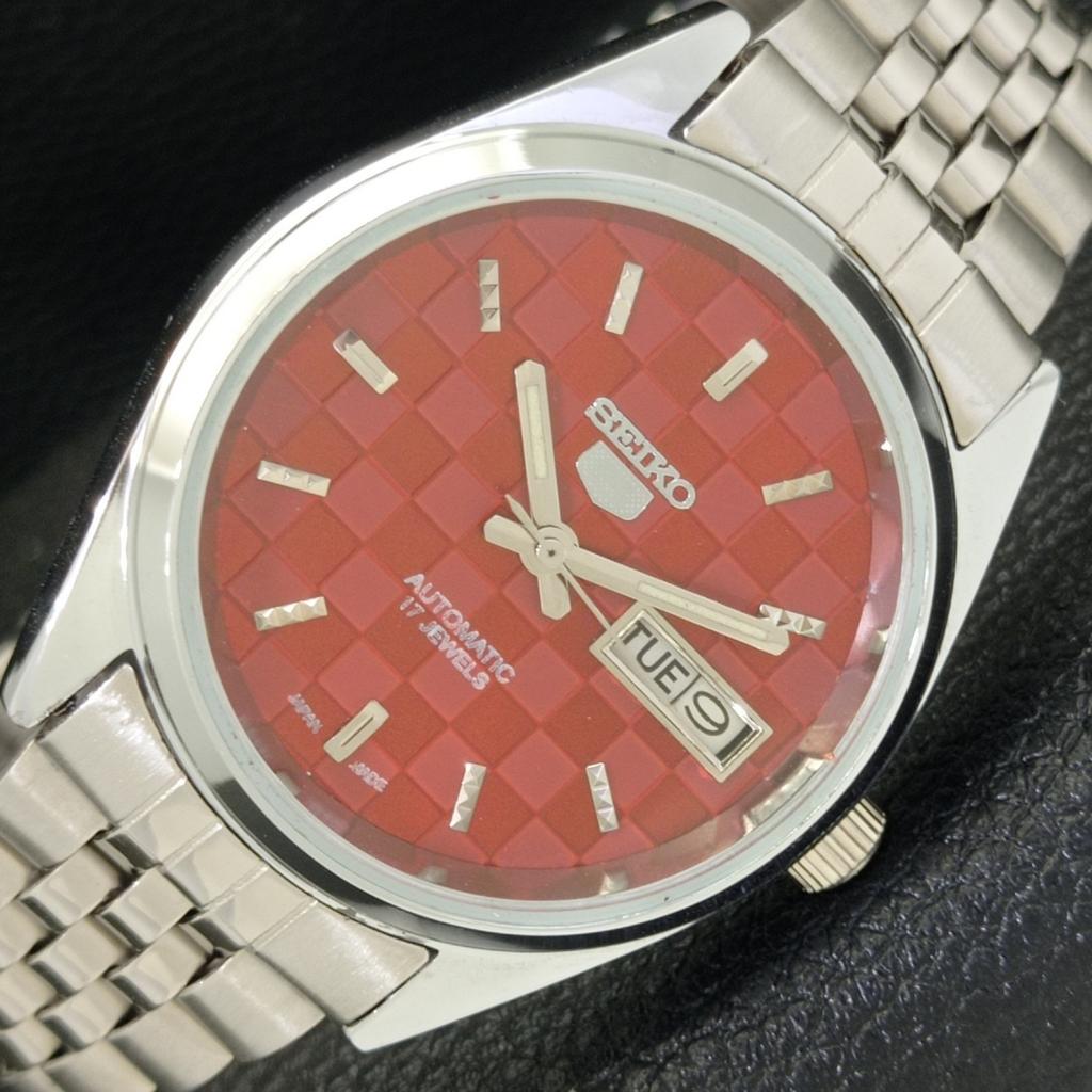 AUTOMATIC SEIKO 5 JAPAN MENS 6309A REFURBISHED RED COLOR DIAL WATCH a440264-9 Sk-a440264-1