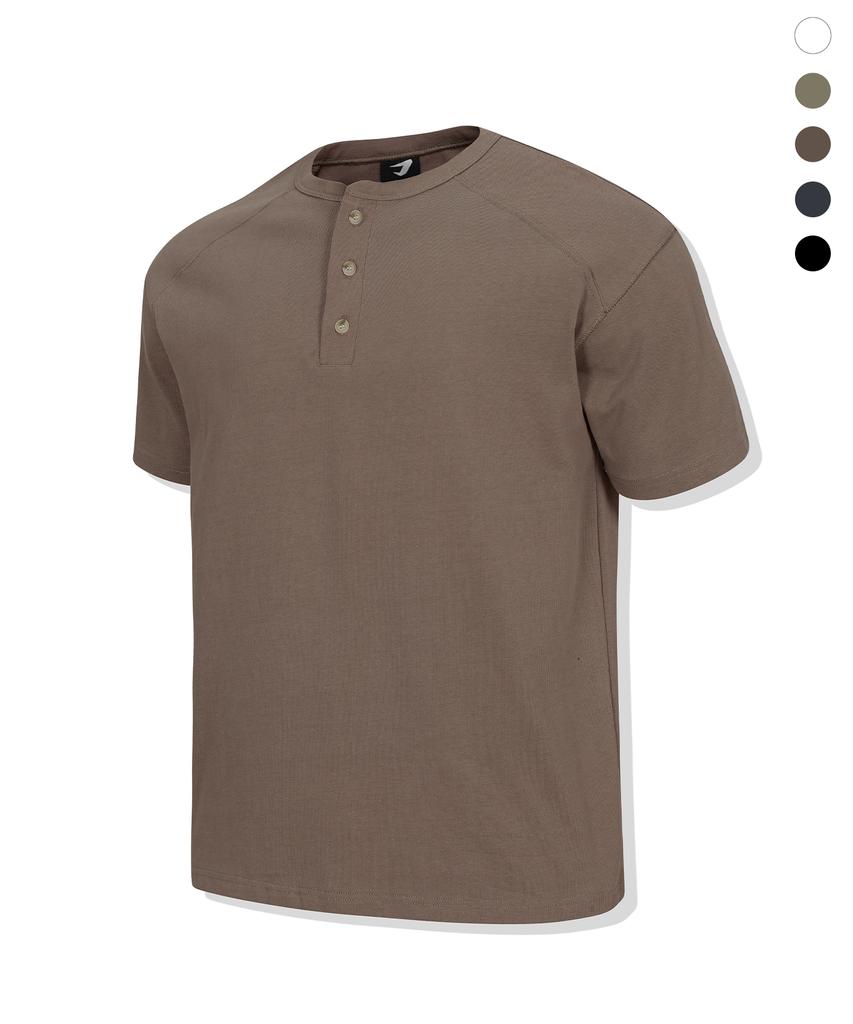 DRIX Shoulder Cutout Muscle Fit Henley Neck Half Sleeve_5 Colors