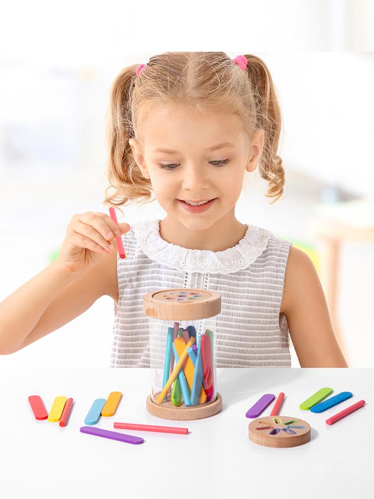 2 In 1 Color Sorting Game, Multicolored Sticks Toys,Color Classification Cup With Transparent Acrylic Cup Body And 2 Cup Lids