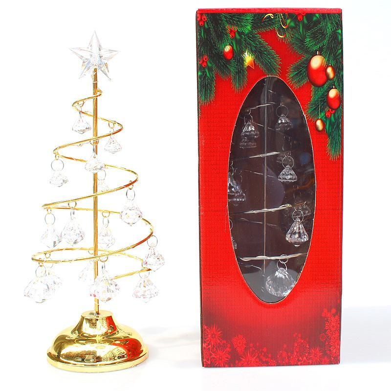 LED Iron Art Diamond Christmas Tree Ornaments - Decorative Desktop Lights