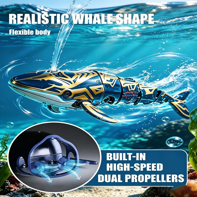 New Rc Simulation Remote Control Mini Whale Automatic Water Spray Swimming Animal Model Outdoor Children Kid Toys Birthday Gifts