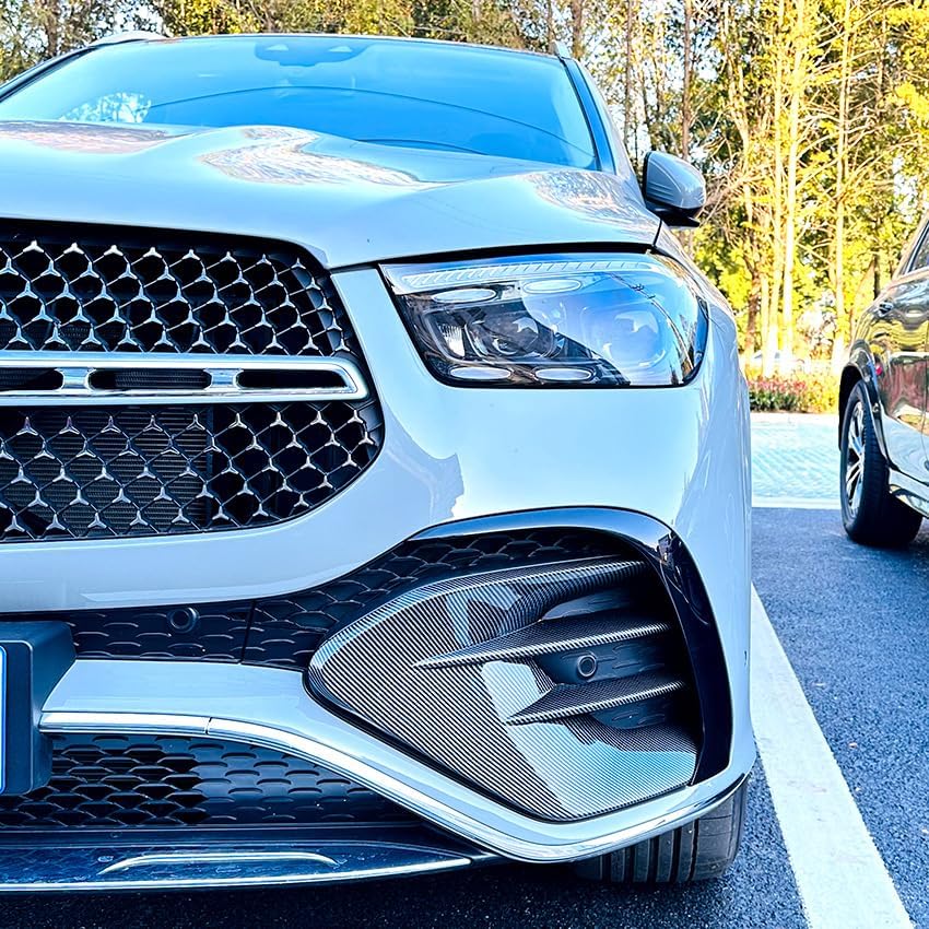 Front Bumper Spoiler Fog Light Air Vent Trim Grille Cover Sticker for Mercedes-Benz GLE-Class W167 C167 GLE450 GLE53 AMG 2023-2024 (Carbon Look),