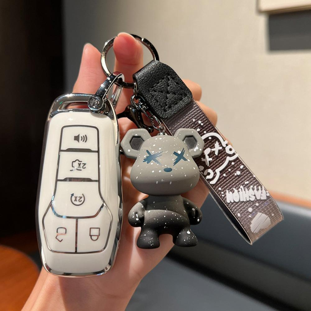 TPU Shell Fob Holder Keychain For Ford Fusion Mondeo Mustang F 150 Explorer Edge 2015 2016 2017 2018 Car Remote Key Case Cover