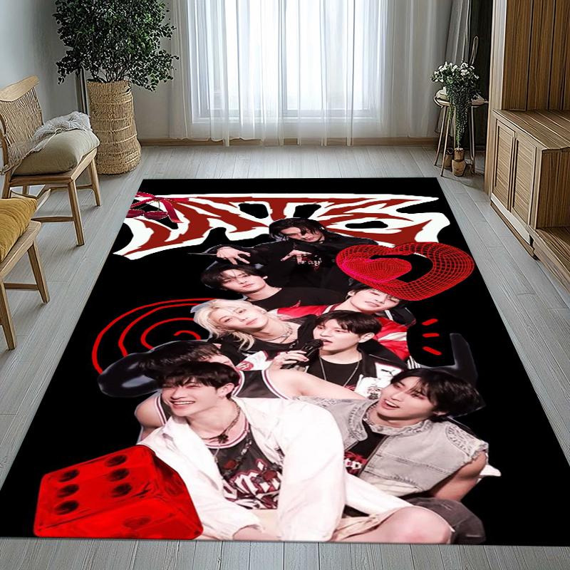 HD Stray Kids Kpop Star Living Room Non-Slip Area Rug Soft Carpet for Bedroom Kids Playroom Sofa,Home Decor Doormat Gift