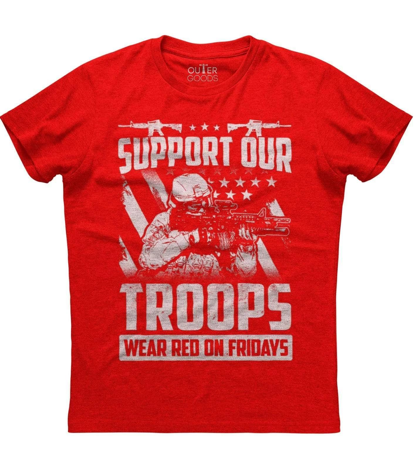 Support Our Troops, Wear Red On Fridays Men s New Patriotic Red T-shirt S