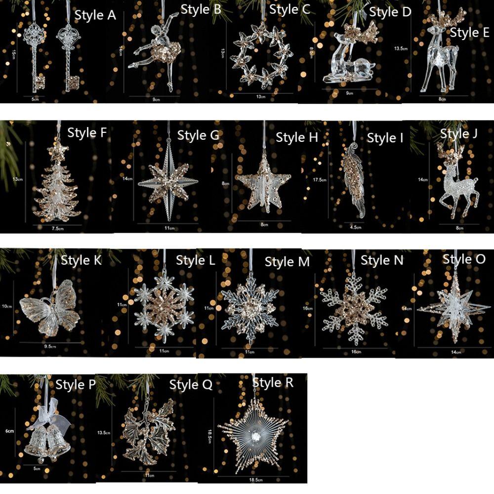 2pcs With Sequins Snowflake Hanging Ornaments Clear Christmas Tree Hanging Ornaments  Shopping Mall