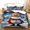 Set copripiumino alla moda 3 pezzi, Set biancheria da letto con stampa di gnomi natalizi a quadri, Copripiumino morbido e confortevole, Per camera da letto, Camera degli ospiti