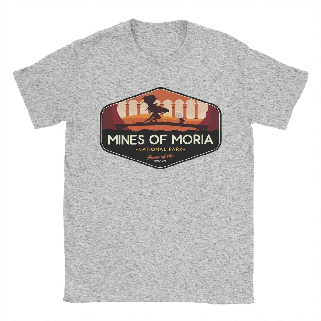 Herren T-Shirt Moria Nationalpark Heimat des Balrog Vintage Reine Baumwolle T-Shirts LLords Of The RRings T-Shirt Rundhals Oberteile