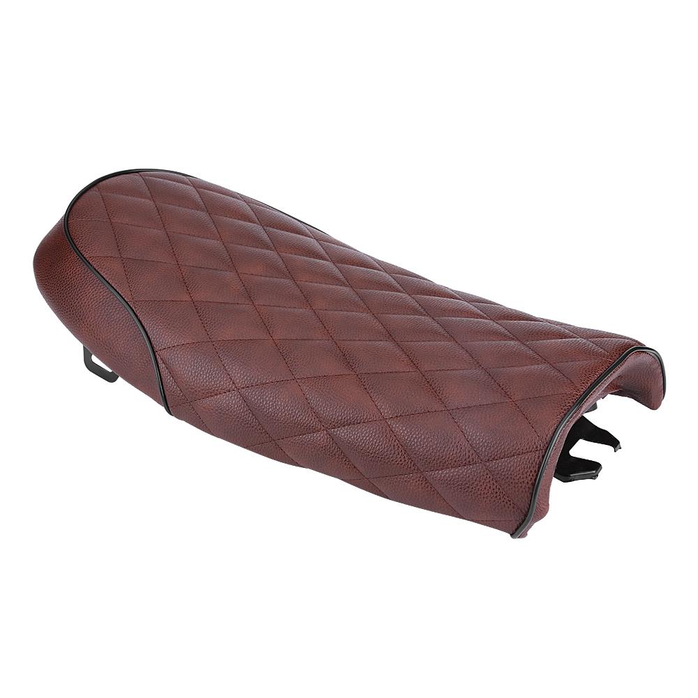 Motorcycle PU Lther Vintage St Flat Saddle Cushion for CG125 GN CG Black