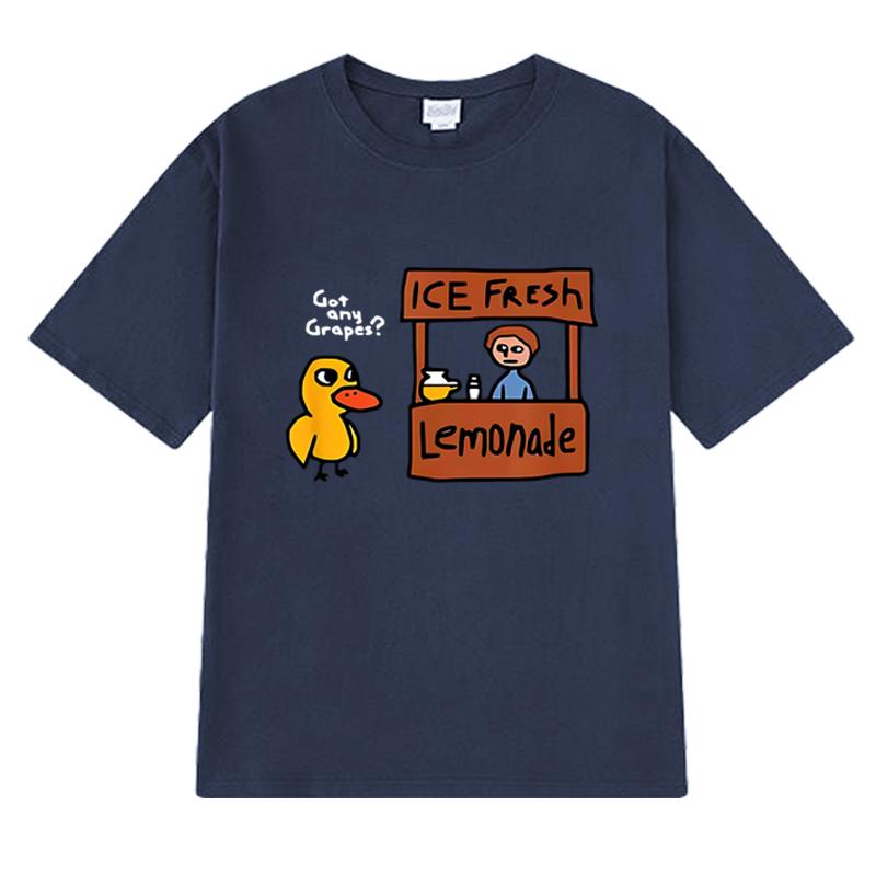Summer Funy Cute Duck Got Any Grapes T Shirt Men Women Harajuku Harajuku Short Sleeve T-shirts Unisex Oversized 100% Cotton Tops