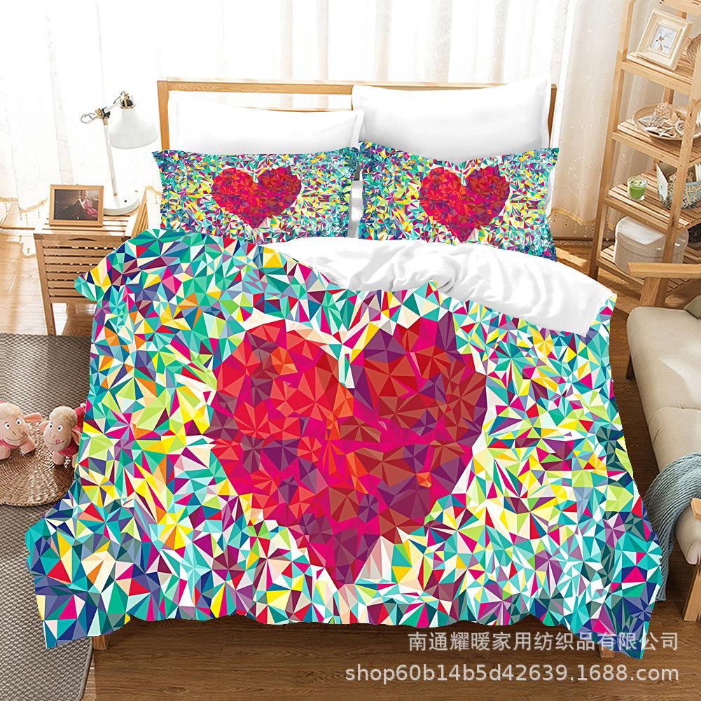 3D Couple Room Bedding Set Valentine's Day Duvet Cover Pillowcase 2/3 Pieces AU220 * 240 Super King Soft Zippered Home Textile