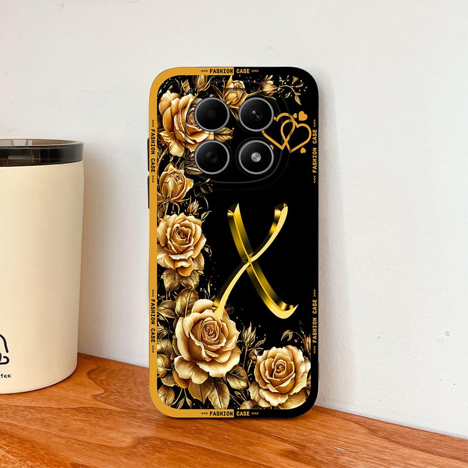 Case For Poco M8 Pro / Poco M5 M5S Fashion Rose Letters Soft Liquid Silicone Phone Shell For Poco M 8 M 5 Lightweight Funda