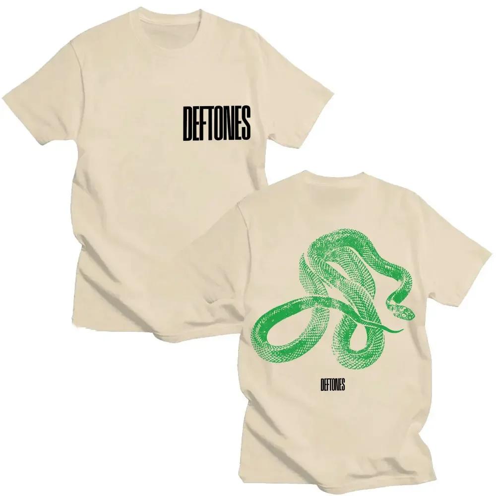 Rock Band Deftones Grünes Schlangenmuster T-Shirt Privates Musikalbum Retro Modetrend Sommerdruck 100% Reine Baumwolle T-Shirt