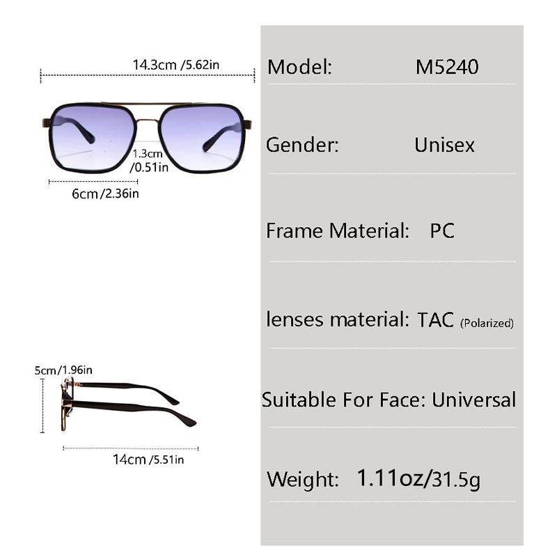 New High-end Square Frame Fashion Double Beam Sunglasses For Men And Women Uv Resistant Versatile Sunglasses M5240