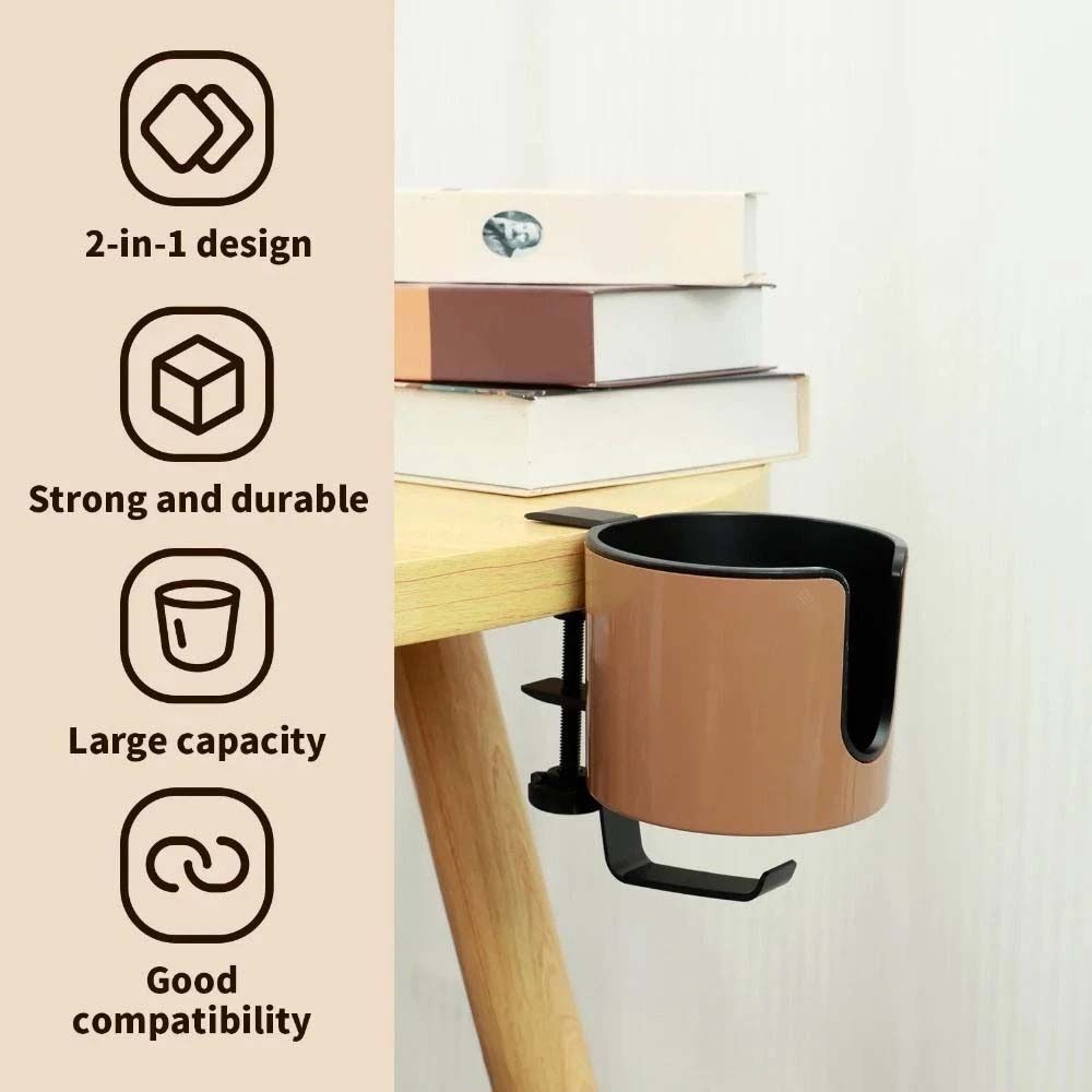 2 in 1 Desk Cup Holder 360-Degree Rotation Cup Rack New Headset Hook  Home
