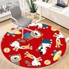 1PC Dogs Playtime Pattern Office Round Area Rug, Mat Suitable For Office, Under Office Chairs Bedroom Living Room Home Decor, Room Deco