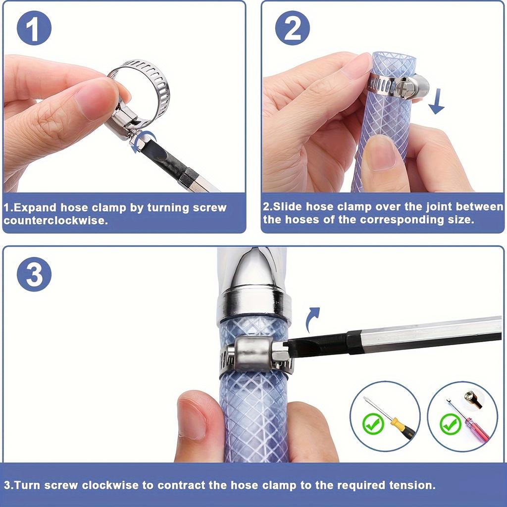 120pcs Stainless Steel Hose Clamp Kit - Easy-Tighten Worm Gear, 1/4" to 1-1/2", Ideal for Plumbing & Auto Projects, Durable Meta