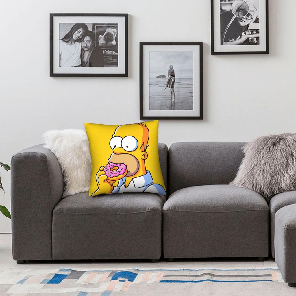 Pillow Case S-Simpsons Homer Eating Donut Graphic Pillow Cover For Wedding Party Home Decor Funny Pillowcases