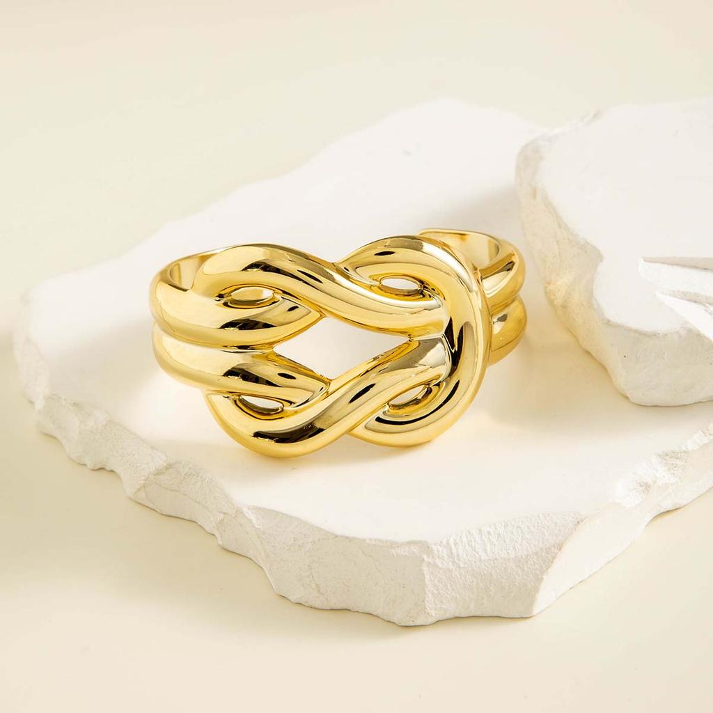 Fashionable Personalized Metallic Texture Geometric Opening Bracelet Women's Jewelry Versatile for Daily Use