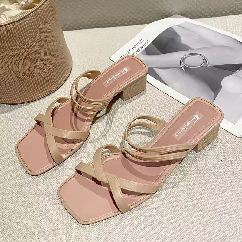 New 2024 Cool Slippers Fashion Korean Edition Women's Summer Thick Heel Slope Heel Slippers Sandals Two Wears Beach PVC Slippers