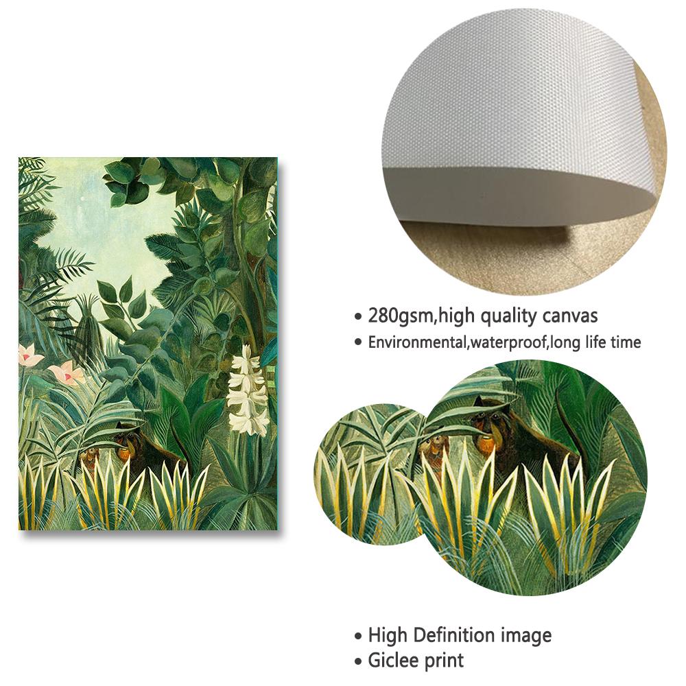 Henri Rousseau Forest Scenery Animal Poster Jungle Retro Canvas Painting Nordic Home Decoration Wall Art Picture for Living Room