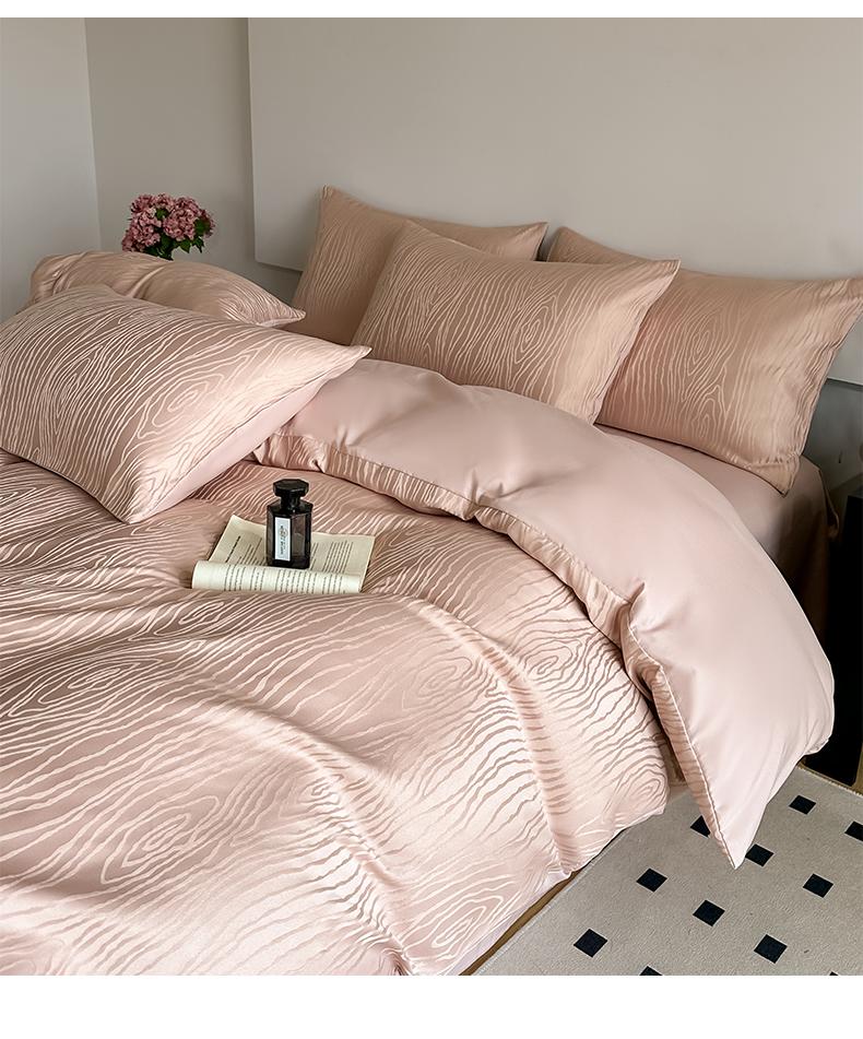 Sleep Grid Washed Cotton Silver Silk Large Jacquard Four Piece Set