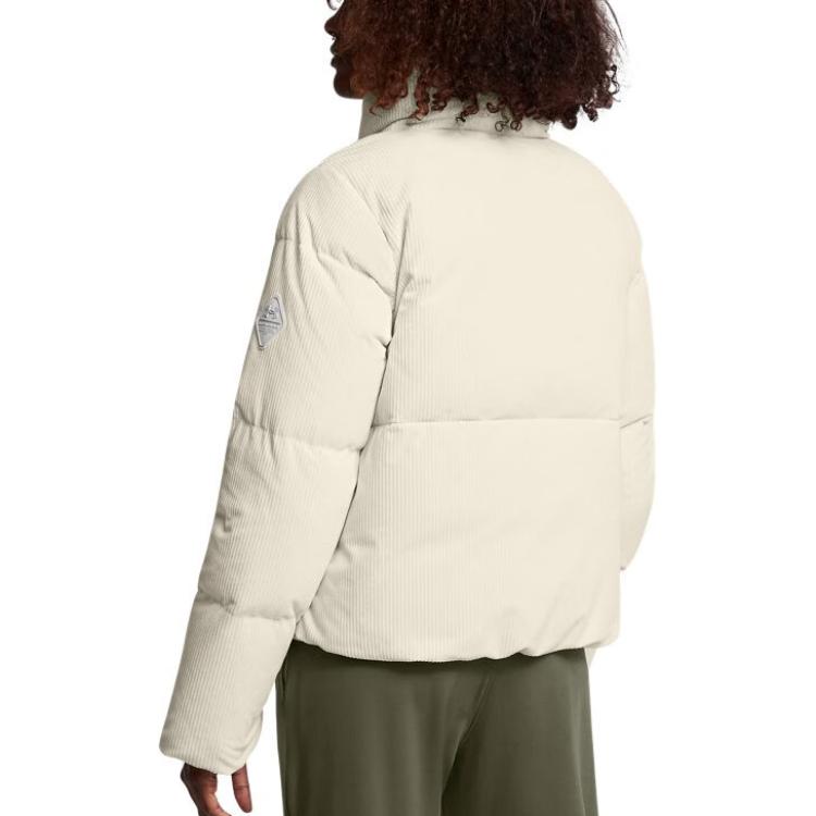 Under Armour Coldgear Limitless Stand Collar Solid Color Casual Warm Puffer Jacket Women outerwear Peak-White 1384652-110