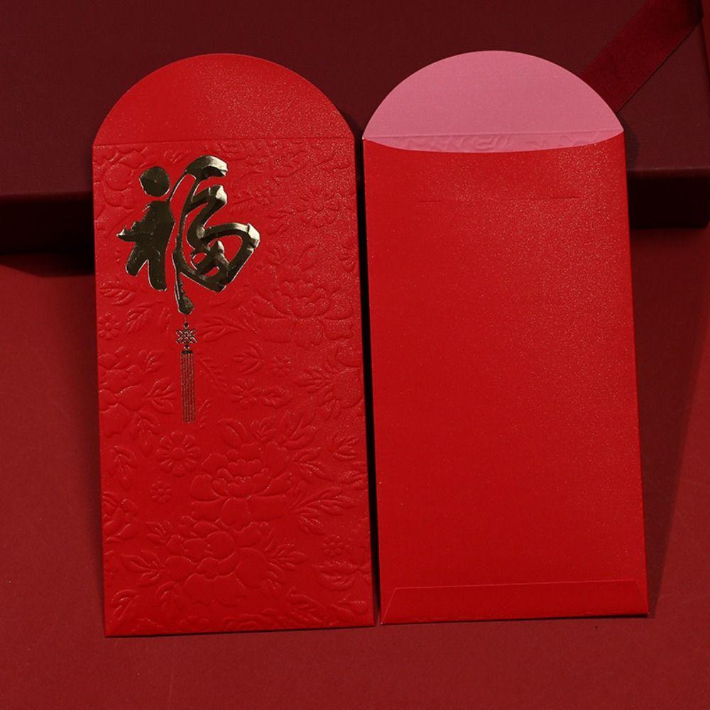 10Pcs/Set Hongbao Blessing New Year Red Envelopes Paper Universal Spring Festival Envelope Thickened Gift Bag Wedding