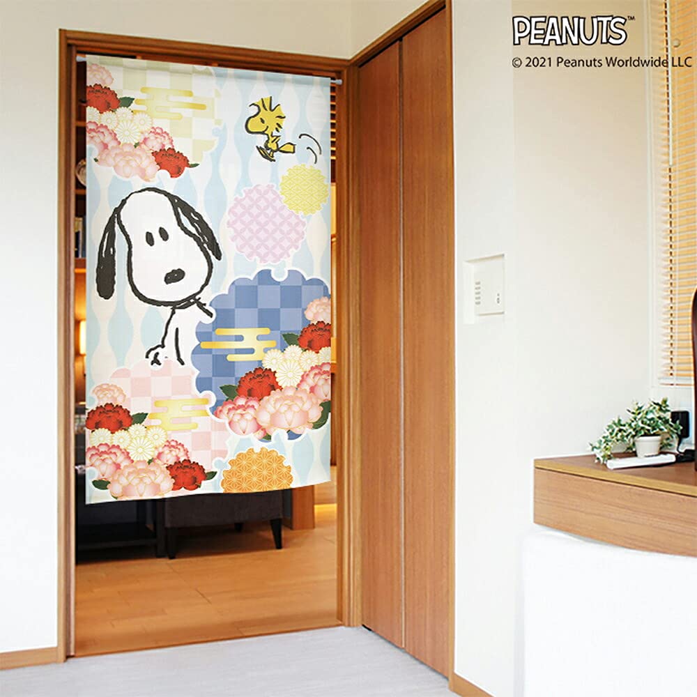 Noren Kobo Noren Snoopy PEANUTS SNOOPY Series Bright and 85cm 150cm 95189 Curtain, Print, Half-Length Curtain, Clear, Wide, Long,