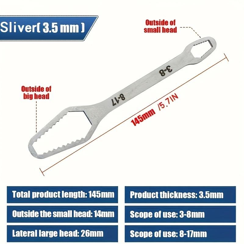 

1pc 3.5Mm Thickness 8-22mm/3-17mm Universal Torx Wrench Self-tightening Adjustable Glasses Wrench Board Double Head Wrench